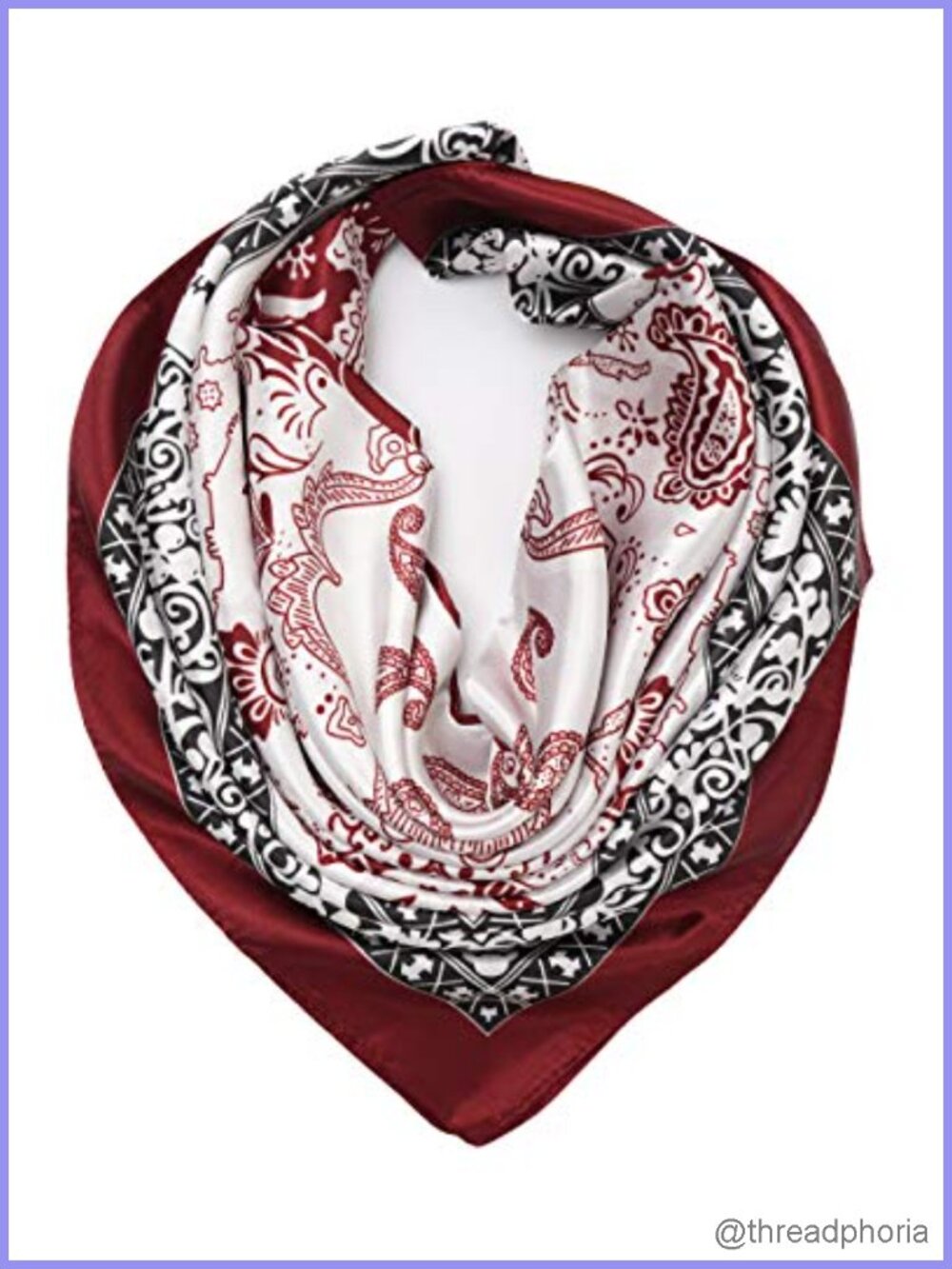 Mulberry Satin Silk Scarf Large Square Wraps Polyester Paisley Print Women's